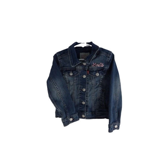 Levi's Girls Blue Long Sleeves Collared Snap Front Denim Jean Jacket Size 6M